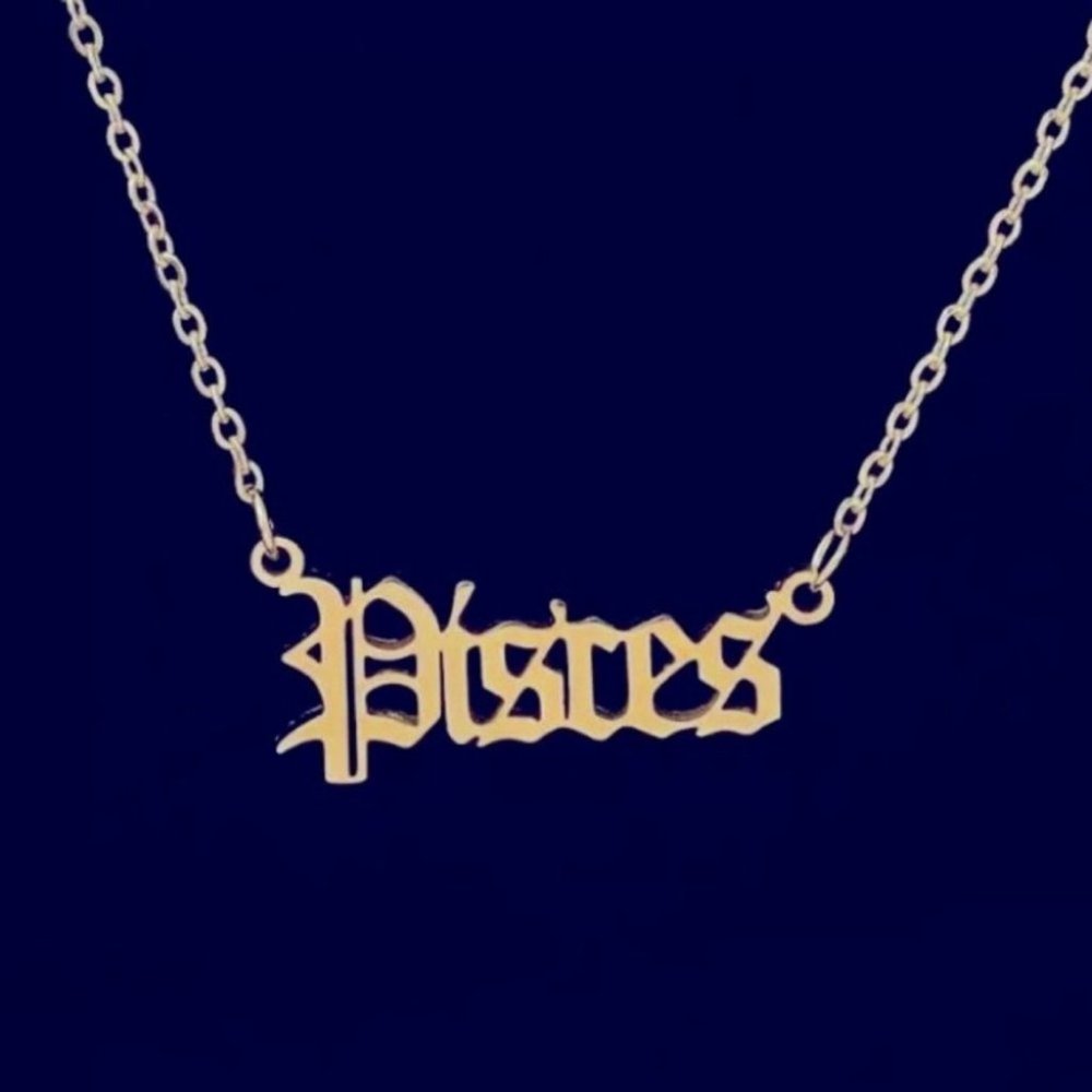 12 Astrological Letter Pendants Gold Necklace 925 - Picture 12 of 13